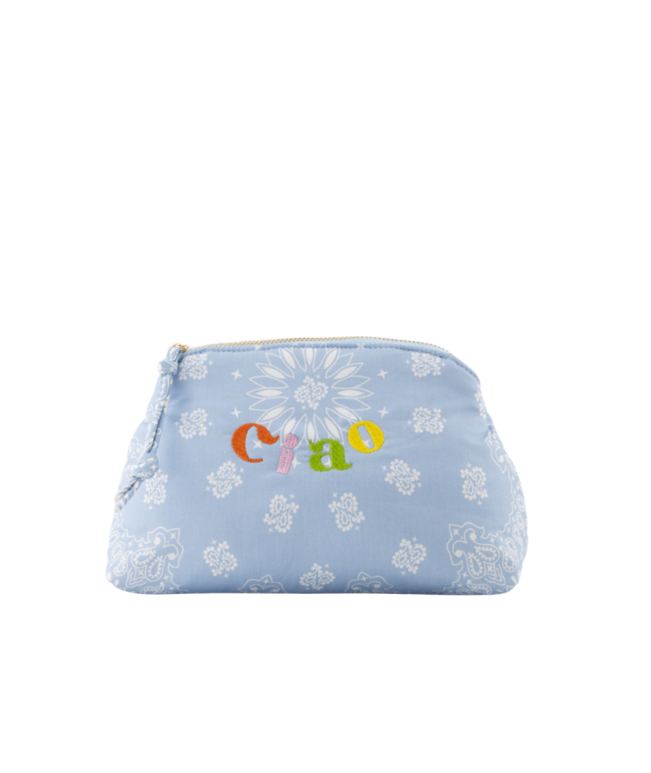 Senna make up tas met bandana print in lichtblauw
