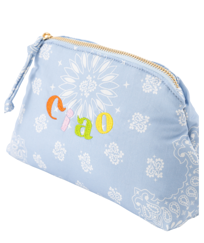 Senna make up tas met bandana print in lichtblauw