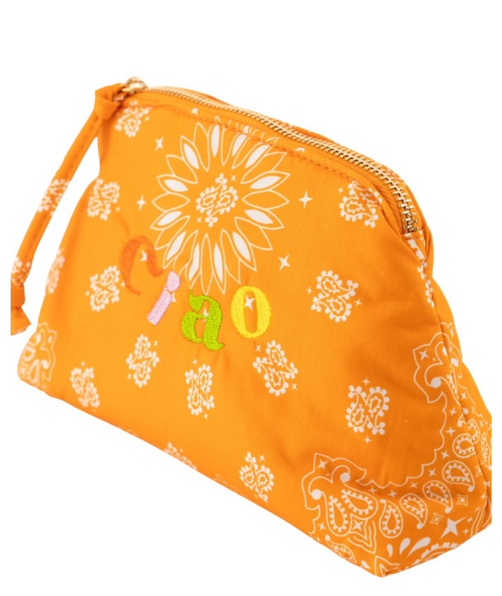 Senna make up tas met bandana print in oranje