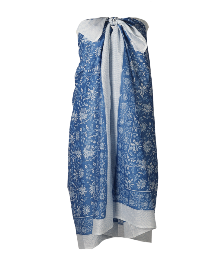Ayla pareo in blauw met bloemenprint