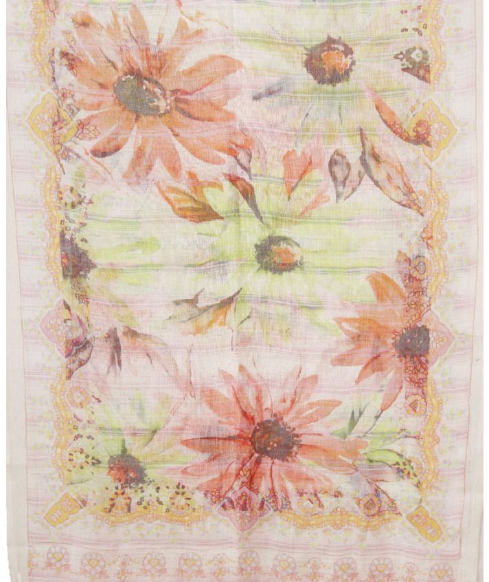 Luchtige wollen sjaal met bloemenprint