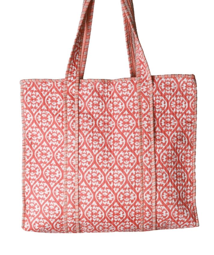 Gewatteerde shopper in zalmroze