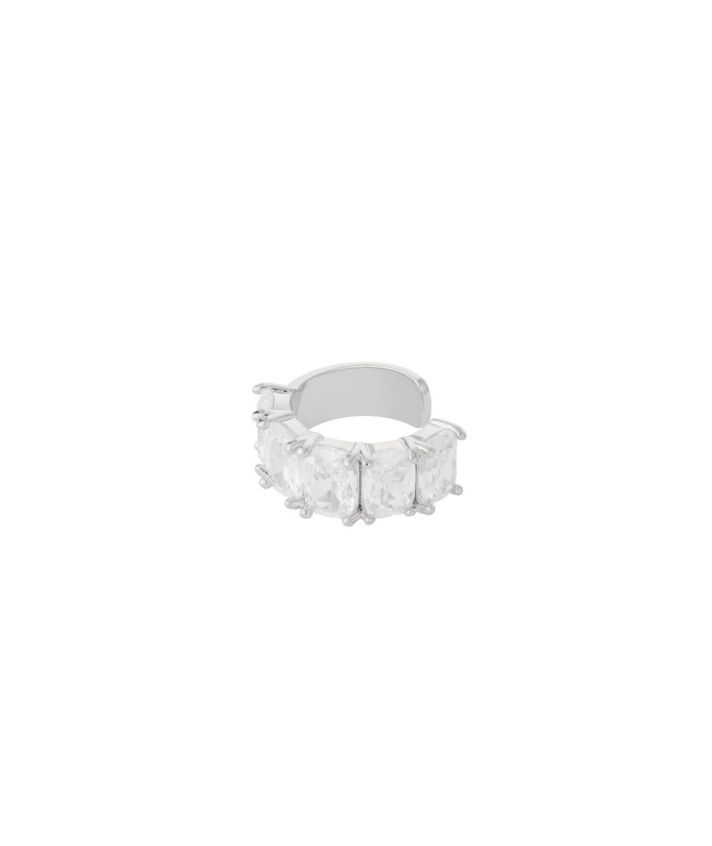 Ear cuff met strass-steentjes - zilver