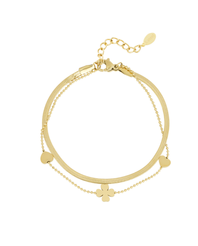 Armband met klaver en hart bedel