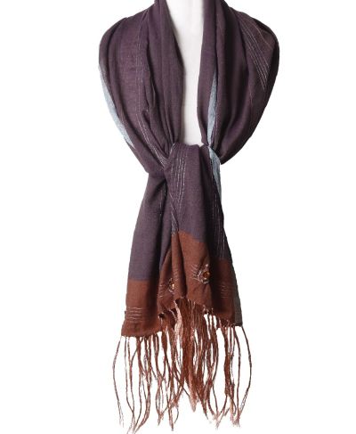 Aubergine wollen stola met pailletten en strass