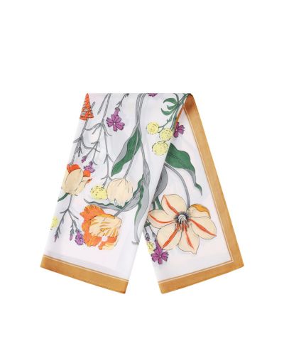 Vierkant satijn sjaaltje met floralprint