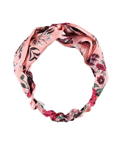 Lichtroze haarband met bloemenprint