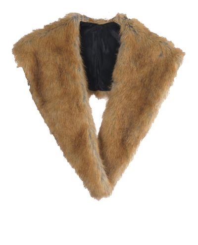Beige gemêleerde  kunstbont kraag