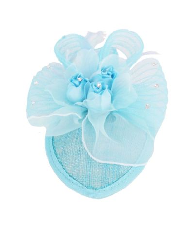 Turquoise haarbloem/Corsage met rozen