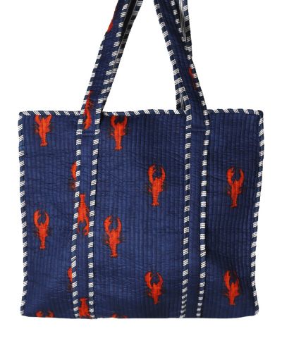 Gewatteerde shopper / schoudertas met kreeftenprint