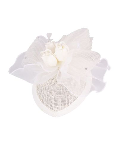 Ivoorkleurige haarbloem/Corsage met rozen