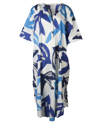 Lange kaftan jurk in blauw tinten