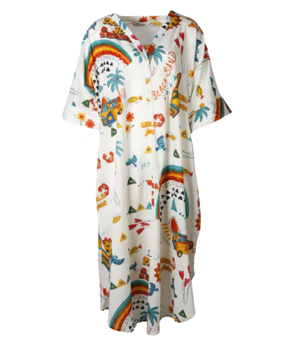 Lange kaftan jurk in zomerse print