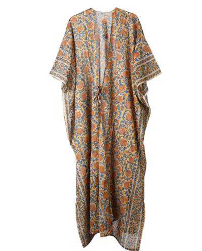 Lange katoenen kimono met bloemenprint