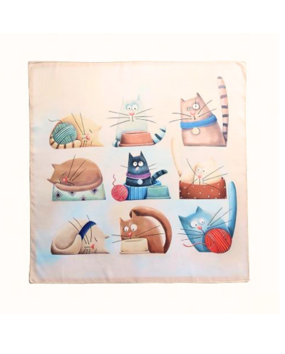 Satijn sjaaltje met kattenprint