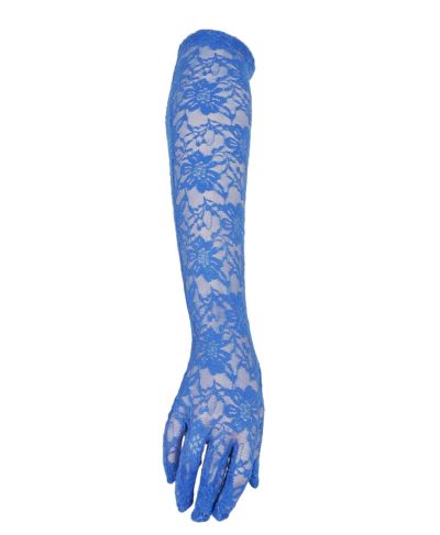 Licht kobalt kanten avondhandschoenen