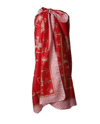Sarong in rood met plant print