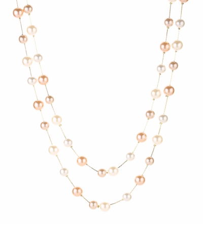 Parelketting in champagne en ivoor
