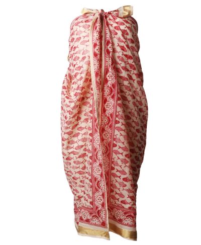 Sarong met visjes in koraalrood