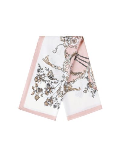 Satijnen vierkant sjaaltje met klassieke print in roze