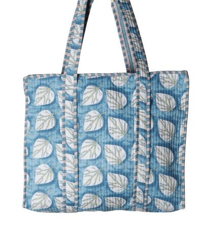 Gewatteerde schoudertas/shopper met bladerenprint