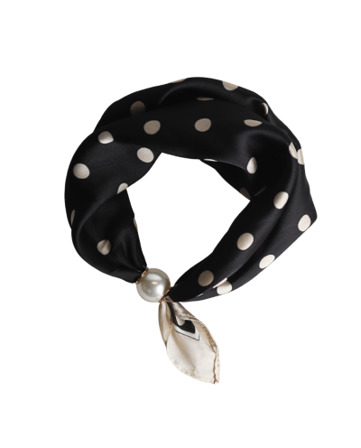 Satijn polkadot sjaaltje met parel sluiting