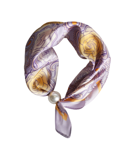 Sjaaltje met paisley print en parel sluiting