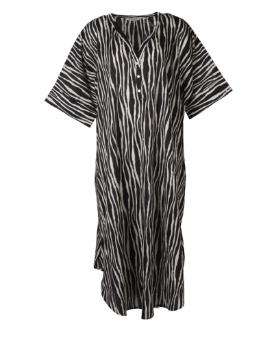 Katoenen kaftan jurk met zebraprint