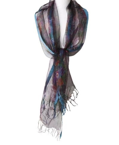 Organza zijden stola met sierlijke bloemenprint
