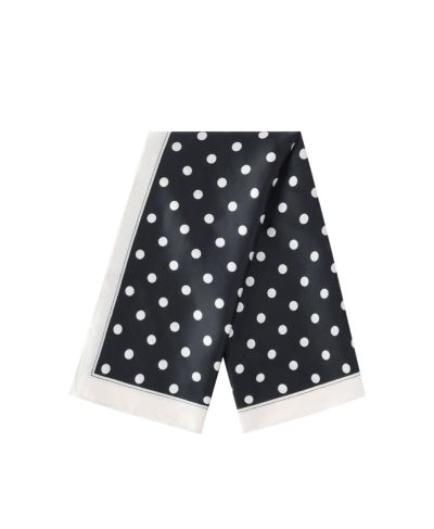Vierkant satijnen sjaaltje met polkadots – zwart