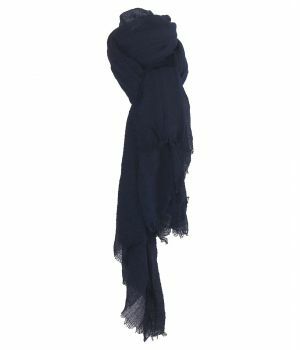 Marineblauwe sjaal met rafel franjes