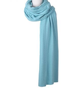 Kasjmier-blend sjaal/omslagdoek in aqua-blauw