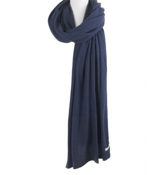 Kasjmier-blend sjaal/omslagdoek in gemêleerde jeansblauw
