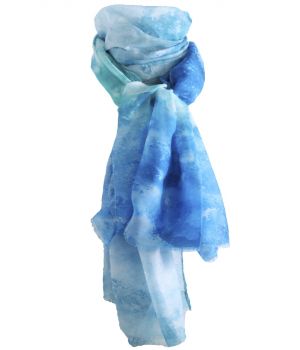 Sjaal met abstracte print in kobaltblauw