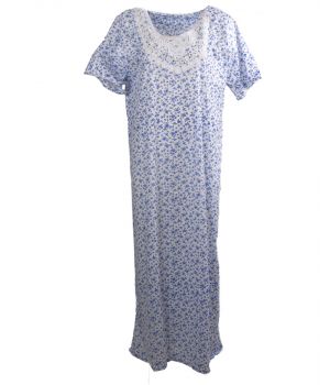 Lange maxi jurk met bloemenprint in blauw