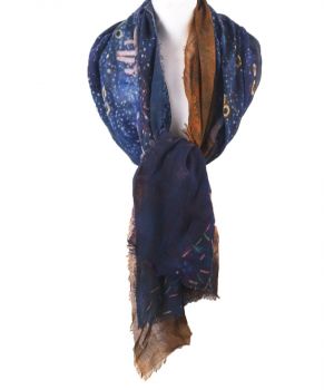 Wollen mousseline schilderij-sjaal met ''Portrait of Emillie floge'' van Gustav Klimt