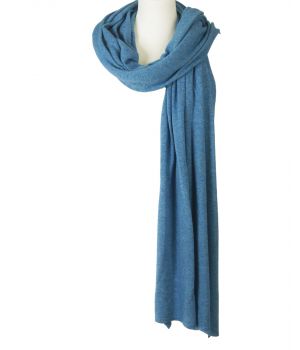 Blauw gemêleerde kasjmier-blend sjaal/omslagdoek 