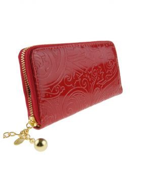 BoFF zip arround portemonnee in het rood met paisley relief print