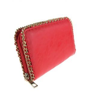 boFF zip arround portemonnee in het roze afgezet met gouden ketting