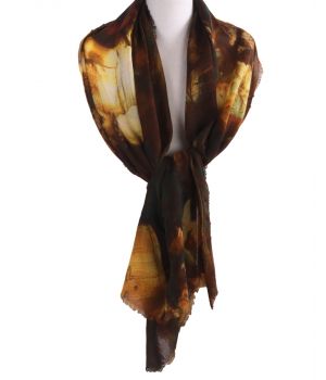Wollen mousseline schilderij-sjaal met afbeelding van '' De nachtwacht''