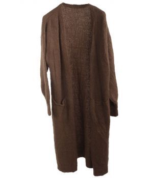 Lange mohair-blend vest in bruin