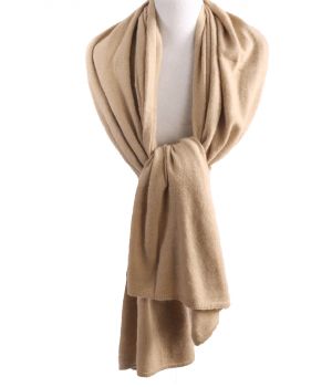 Kasjmier-blend sjaal/omslagdoek in camel