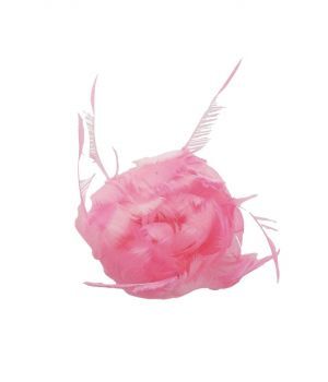 Candy pink veren bloemcorsage op speld
