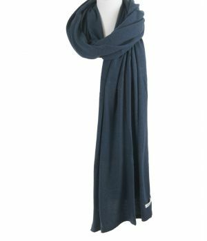 Kasjmier-blend sjaal/omslagdoek in donker-jeansblauw