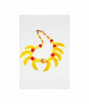 Korte geel-oranje fruit-halsketting