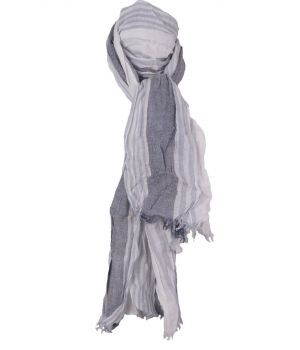 Gecrushte sjaal met strepen in wit en blauw-tinten
