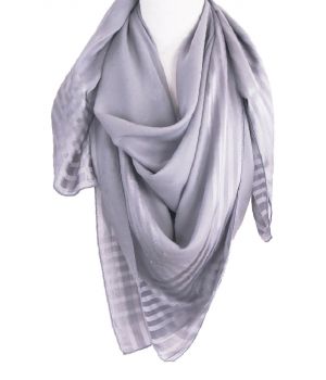 Vierkante grijze voile sjaal met ingeweven rand
