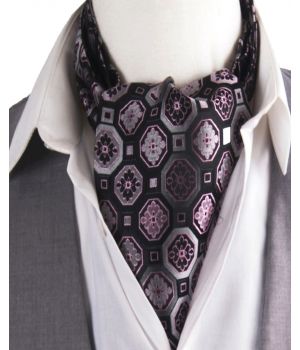 Zwarte cravat met paarse bloemenprint
