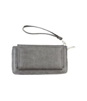 Grijs glanzende zip-around portemonnee met voorvak