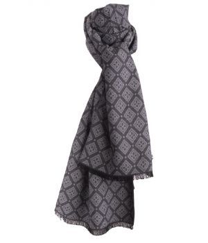 Wol-blend sjaal in donkergrijs met ornament print